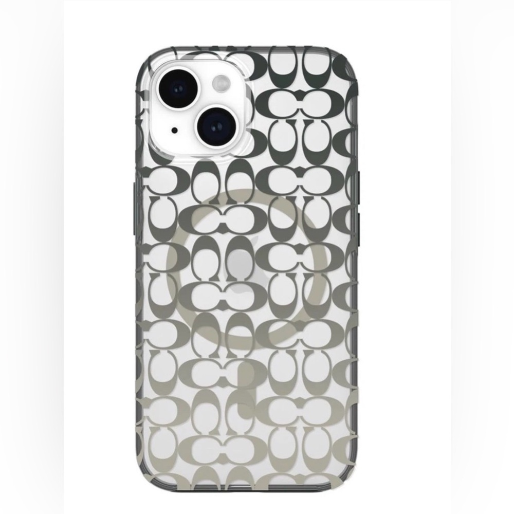 Coach Signature C Black and Gray Ombré iPhone 15 Pro Max Cell Phone Protect Case